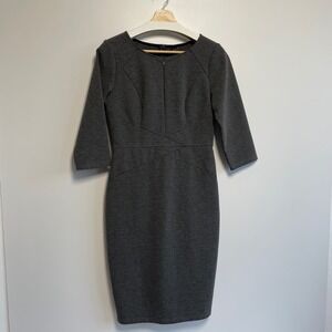 Vfshow Women's‎ Gray 3/4 Sleeve V Neck Sheath Midi Pencil Dress Size M